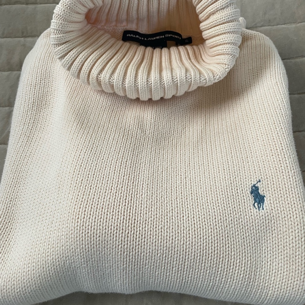 Ralph Lauren Cream Turtleneck Knit Sweater